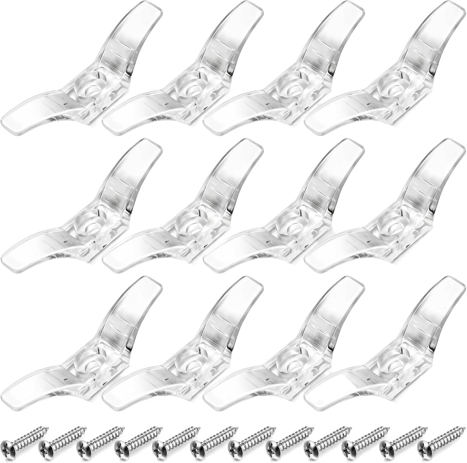 12 Sets Window Blind Cord Cleats with Screws, Transparent Plastic Cord Holders for Blinds, Curtains and Sun Shades, Cord Wrapping Cleats for Home and Office Window Rope Management