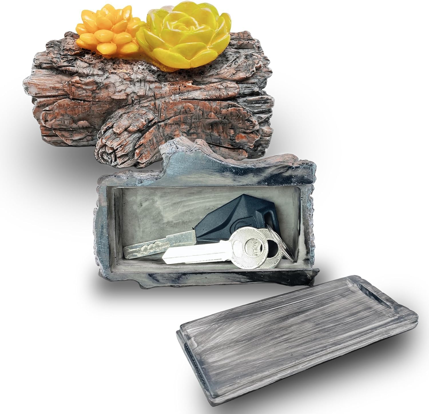 Viitech Hide a Spare Key Holder, Outside Waterproof Fake Rock Key Hider, Spare Key Holder Key Hider Stone Safely Hiding Your Spare Keys for Outdoor Garden (Tree Stump)
