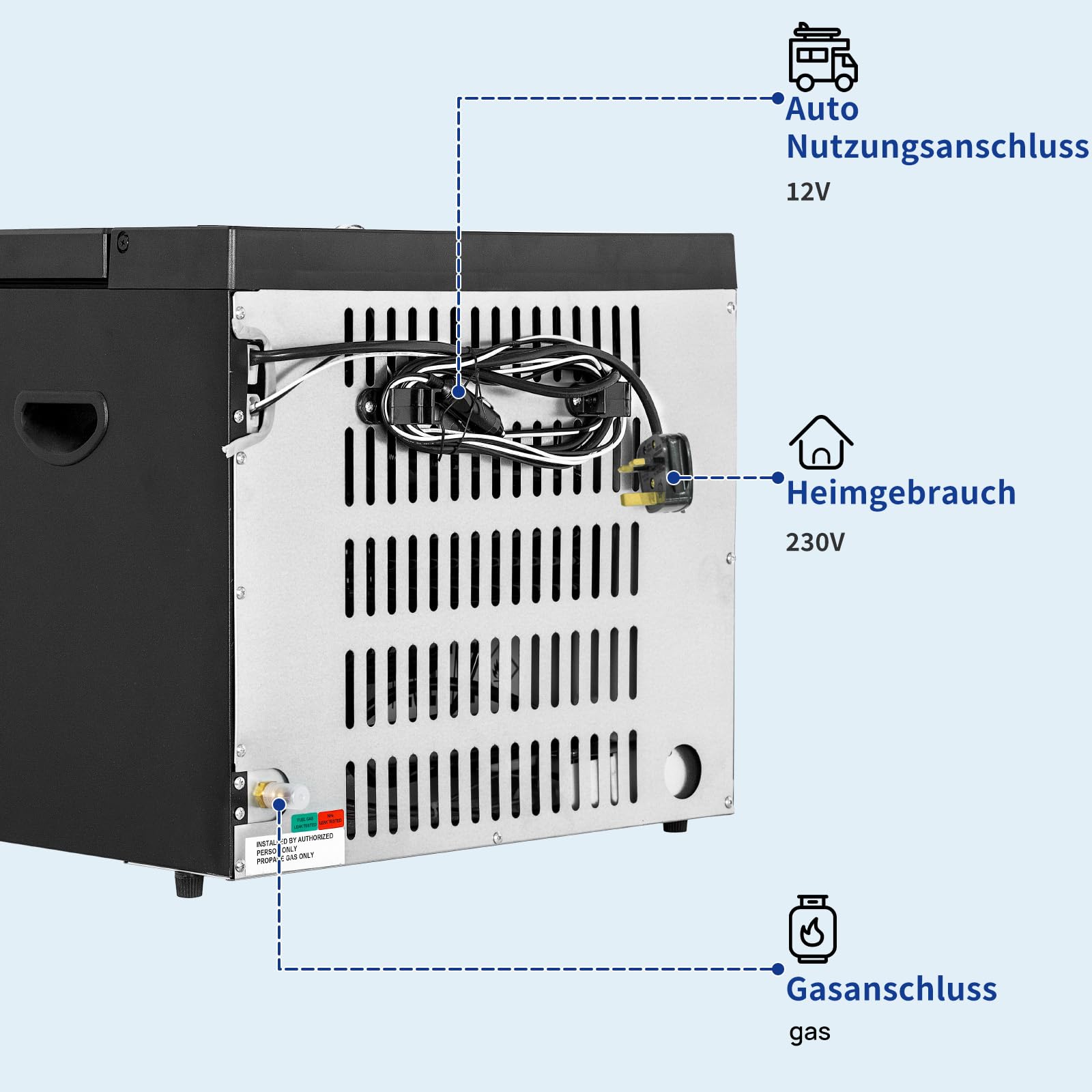 Smad Gas Kühlschrank 40L, Kühlschrank Gas 12V 230V, camping kühlbox, Nach Oben Öffnende Tür, Automatisches Abtauen, für Camping, Zuhause, Wohnwagen, Garage, Gite, Wohnmobil