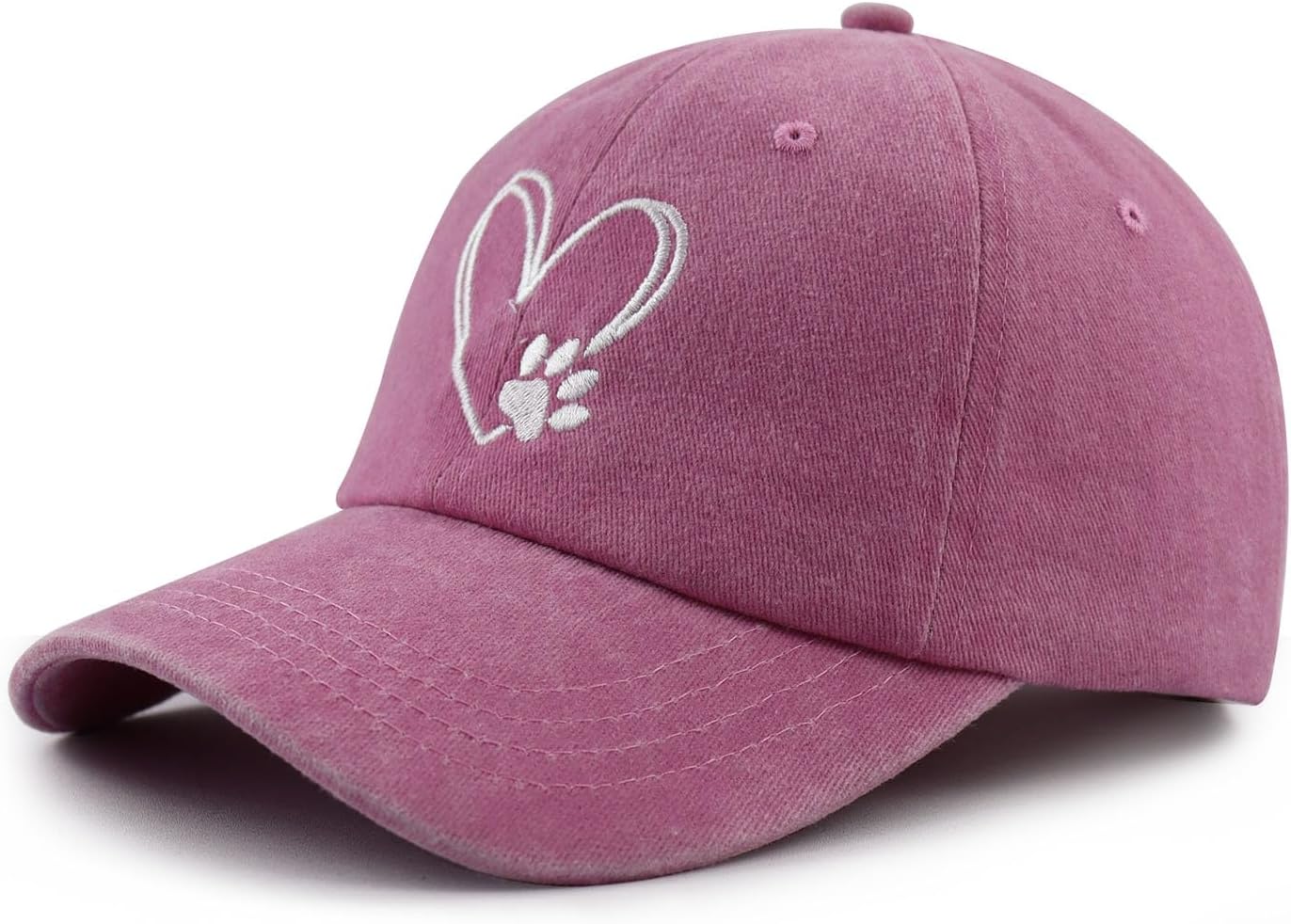 Dog Paw Print with Love Heart Hat for Women Men, Funny Adjustable Cotton Embroidered Dog Lovers Gifts Baseball Cap - Image 2