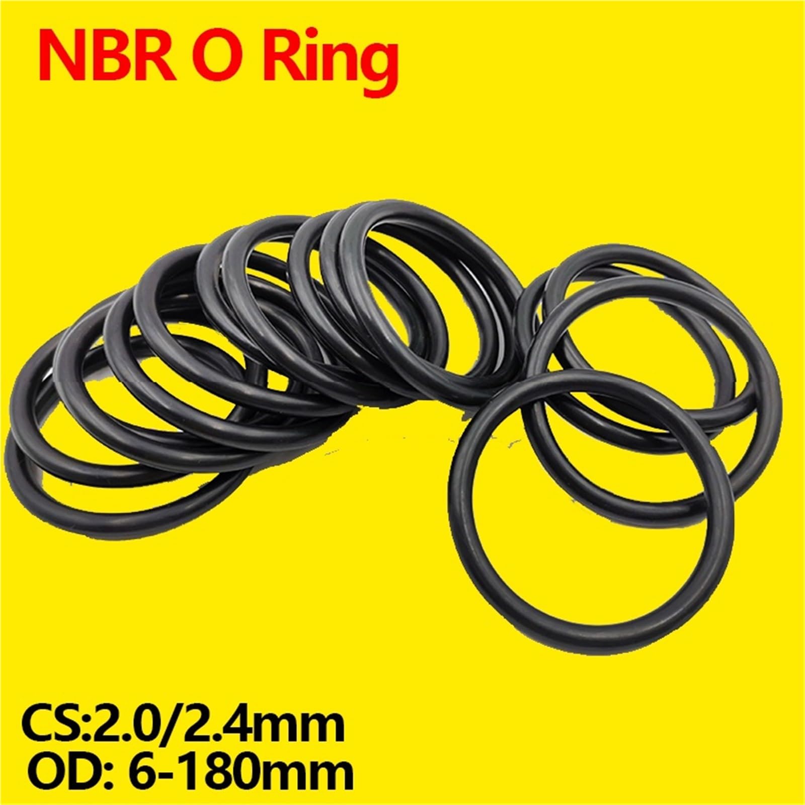 1 Uds 2,0mm 2,4mm OD 6mm -180mm caucho de nitrilo butadieno NBR anillo de sellado reparación esqueleto junta de sellado de aceite O arandela de sellado de anillo(OD 43mm (50Pcs),2.4mm)