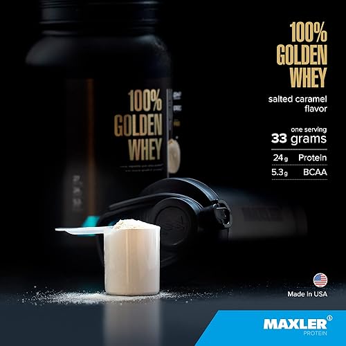 Miniatura 3 de Maxler 100% proteína de suero de leche dorada  0.94 oz de proteína de suero de alta calidad en polvo por porción  Pre, post e intra entrenamiento