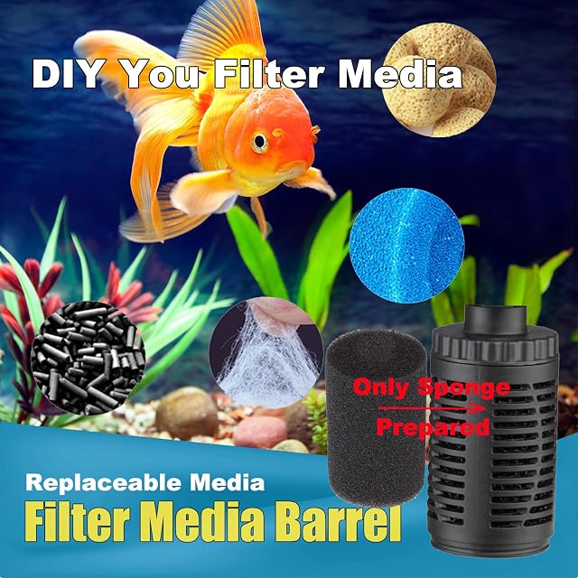 Foto 4 de 8 de Craftsboys Filtro de pecera, filtro interno silencioso para acuario, agua limpia, bomba de aire