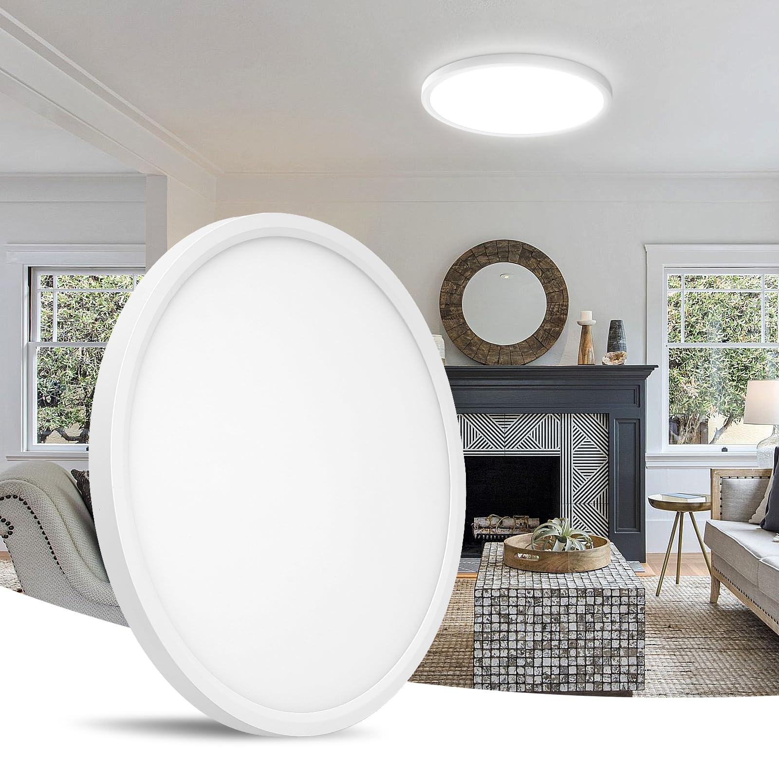 ZYC 12 Inch White Ceiling Light LED Light Fixture Ceiling Flush Mount Surface Mounted Fixture for Kitchen Hallway