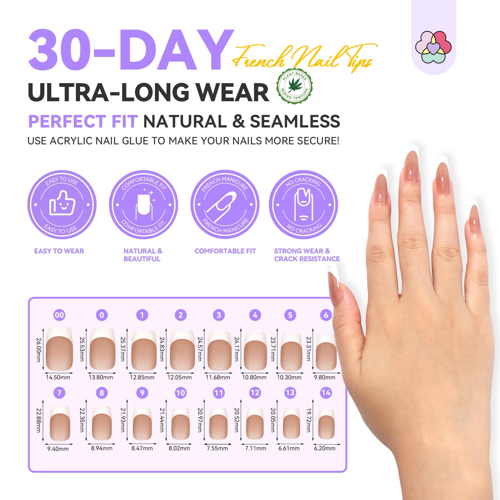 SAVILAND Französisch Spitze Acryl Nägel Kit: In-Minute Long Wear & Easy French Acrylic Press-ons & Thick Short Square White Tip 150PCS Pro Acrylic Nail Kit Powder Monomer Liquid (Rechteck)