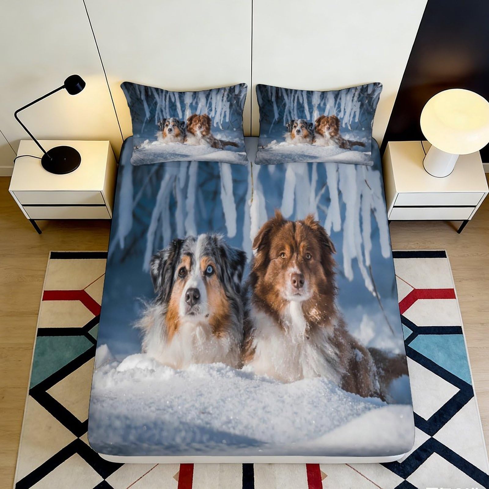 3D Printed Ocean Fitted Sheet Microfiber Deep Pocket Non-Slip Bedroom Bedding Coral Fish Mattress Fitted Cover Washable 160x200x25cm