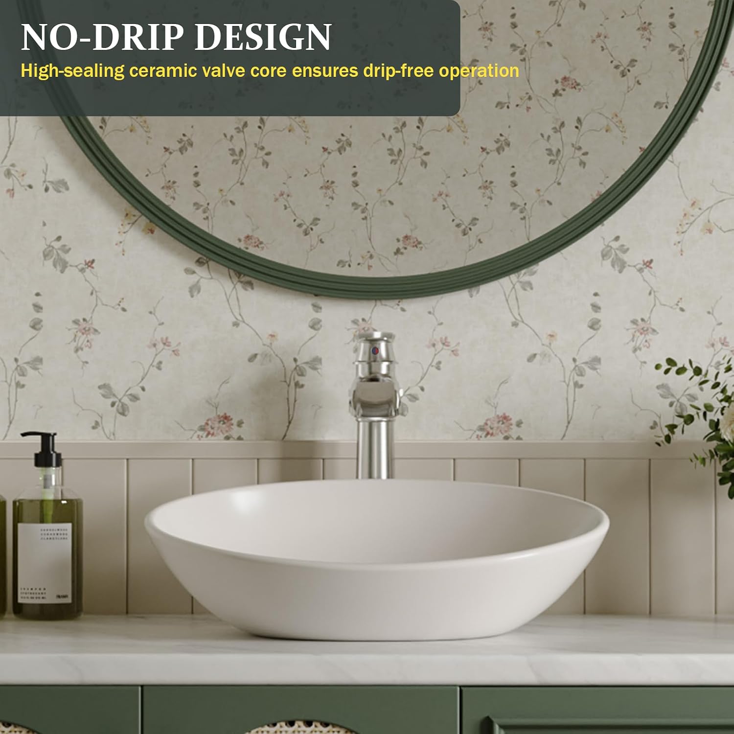 Vessel Sink Faucet Brushed Nickel Bathroom Faucet Waterfall Bathroom Sink Faucet One Hole Single Handle Lavatory Bath Vanity Tap with Pop Up Drain
