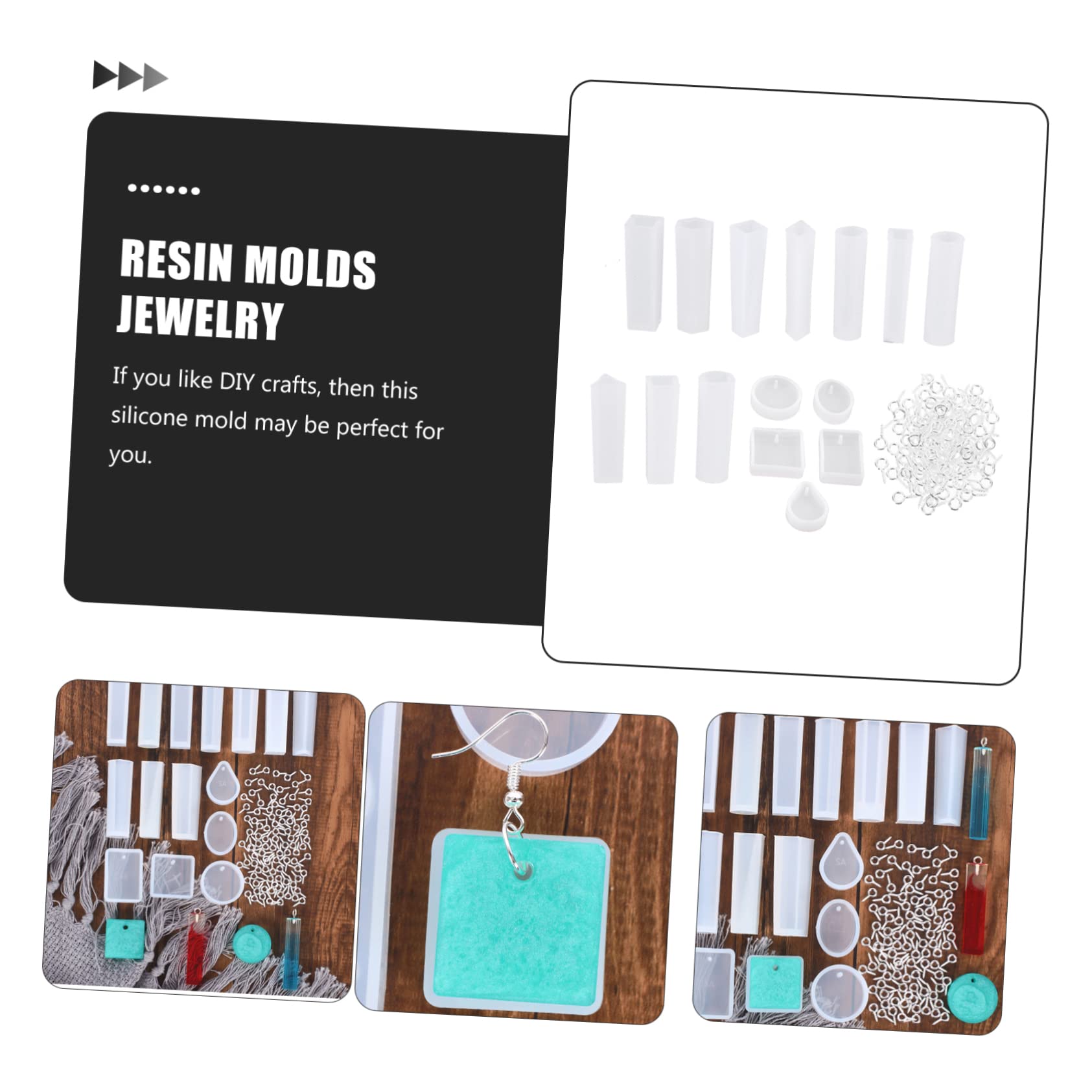 NUOBESTY 4sets Stampo Silicone Per Gioielli Fai Da Te Con Accessori Per Creazioni Artigianali Mold Per Pendenti e Decorazioni Resinose Per Creazioni Personalizzate e Divertimento Manuale