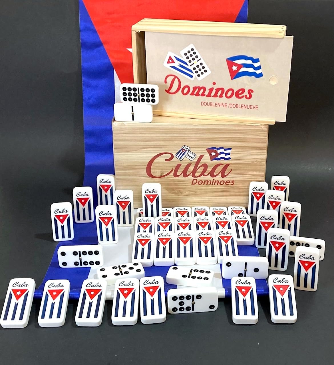 PRK 14 Cuban Dominoes Set Double Nine & Cuban Flag Combo – Perfect Cultural Game and Decor Bundle