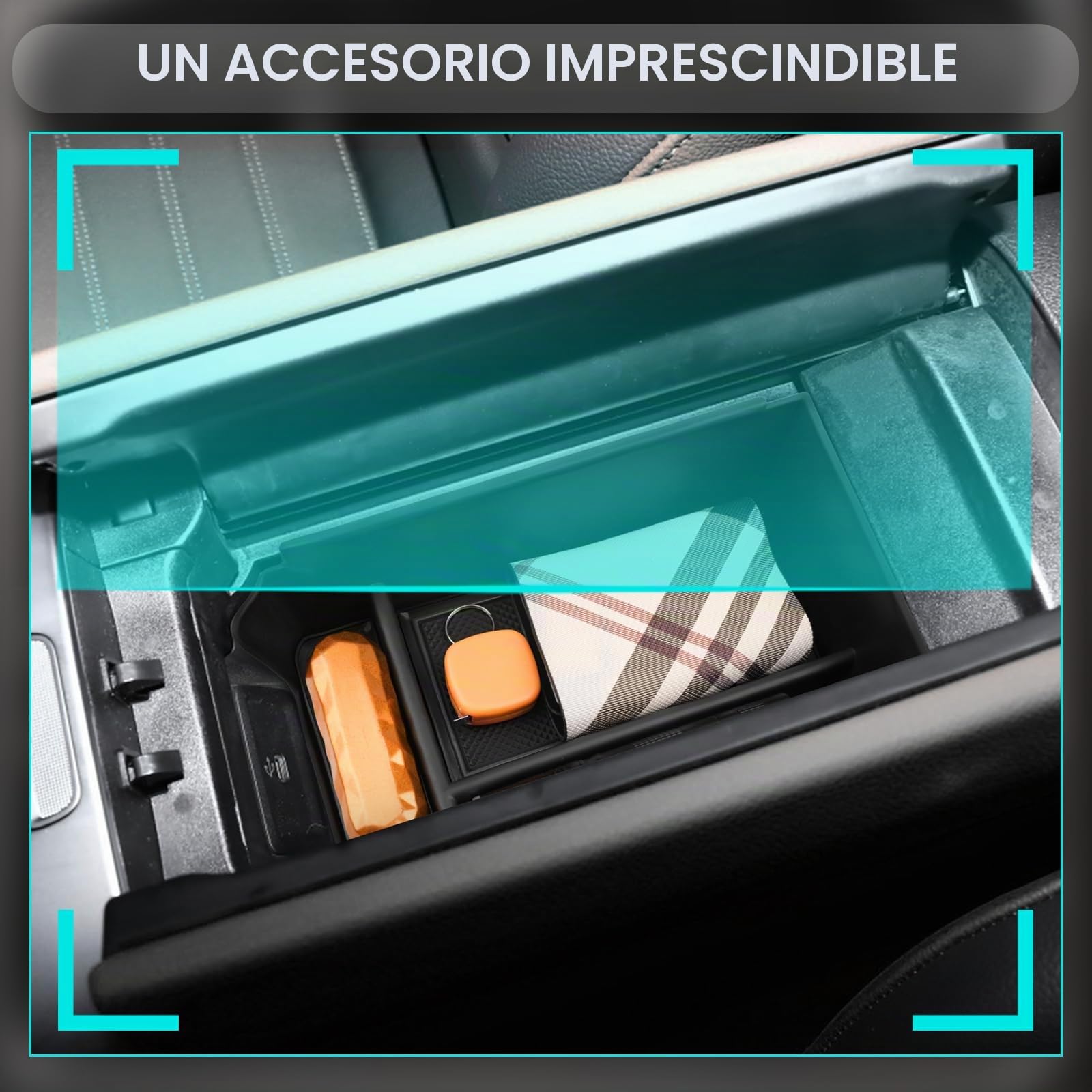 CDEFG Mercedes GLC X254 2024 2025 Caja de almacenamiento Consola Central Apoyabrazos Interior Center Armrest Storage Box, Con Tapete Antideslizante Clase GLC X254 2025 Accesorios del coche (Negro)