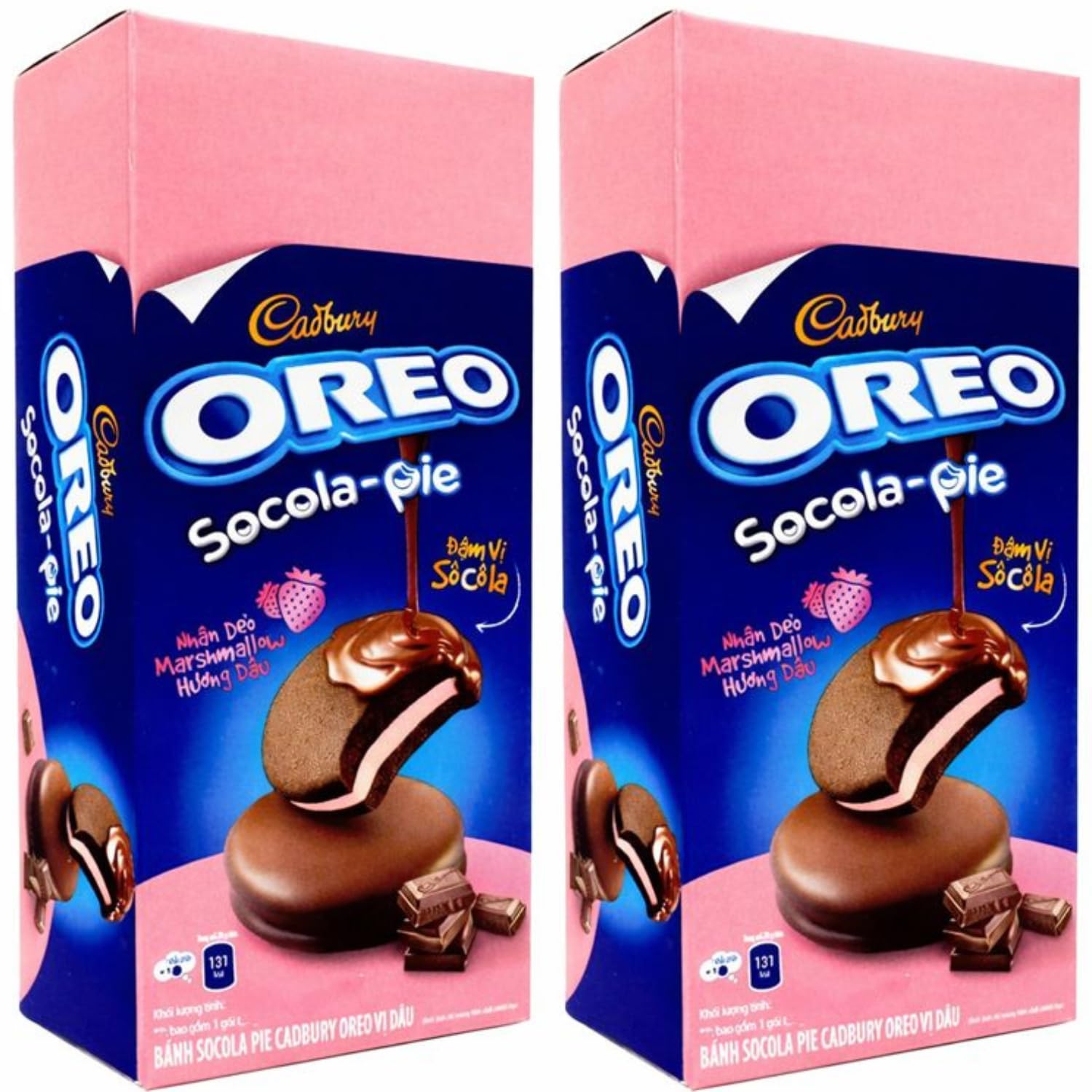 Cadbury Oreo Socola Pie (Pack Of 2) Box – Strawberry Marshmallow Filled Chocolate Pie 360g By COUGAR | Soft Cake with Creamy Filling & Rich Chocolate Coating | Korean-Style Choco Pie Snack | Perfect for Kids & Snack Lovers - (Imported-IDN)