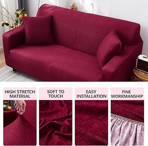 Miniatura 3 de HOTNIU Funda elástica para sofá de 3 plazas con estampado a cuadros, protector antideslizante de muebles con parte inferior elástica y una funda de
