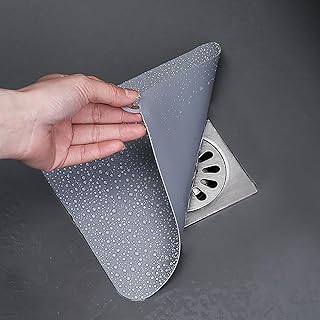 2 Pieces 8 x 8 Inch Silicone Tub Stopper Floor Drain Cover Sewer Anti-Odor Mat Deodorizing Drain Plugs for Kitchen,Bathroom and Laundry (Grey)