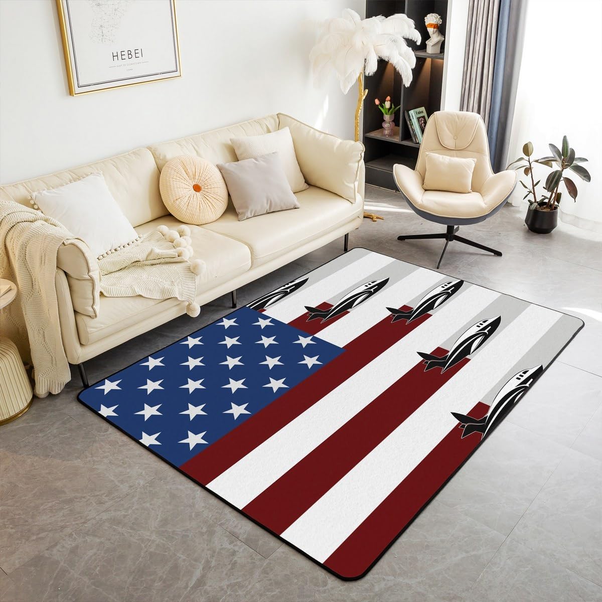 Erosebridal American Flag Indoor Floor Mat 3x5 Camouflage Carpet Army Green Federation Flag Area Rug Black Stripes Lines Decorative Accent Rug for Adult Teens Boys Non Slip