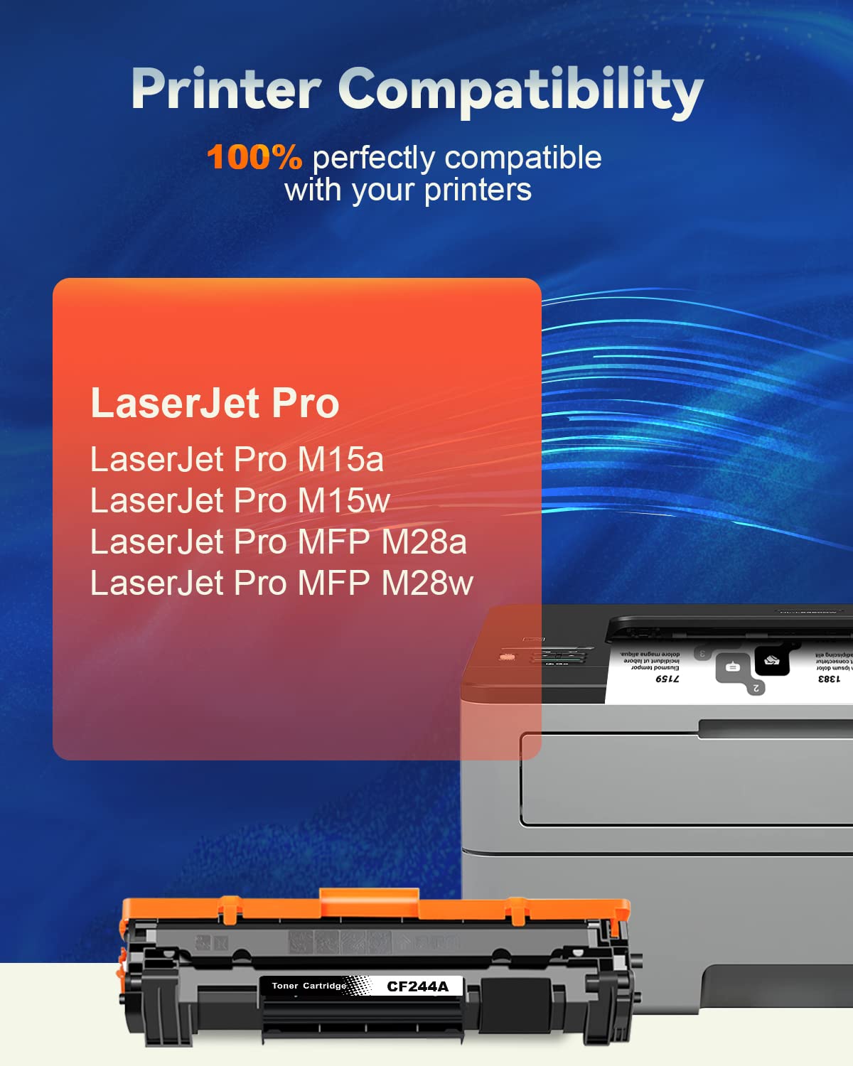 Toner 44A CF244A Compatibile per HP 44A CF244A toner cartridge per HP Laserjet Pro M15a M15w MFP M28a M28w (1 Nero )
