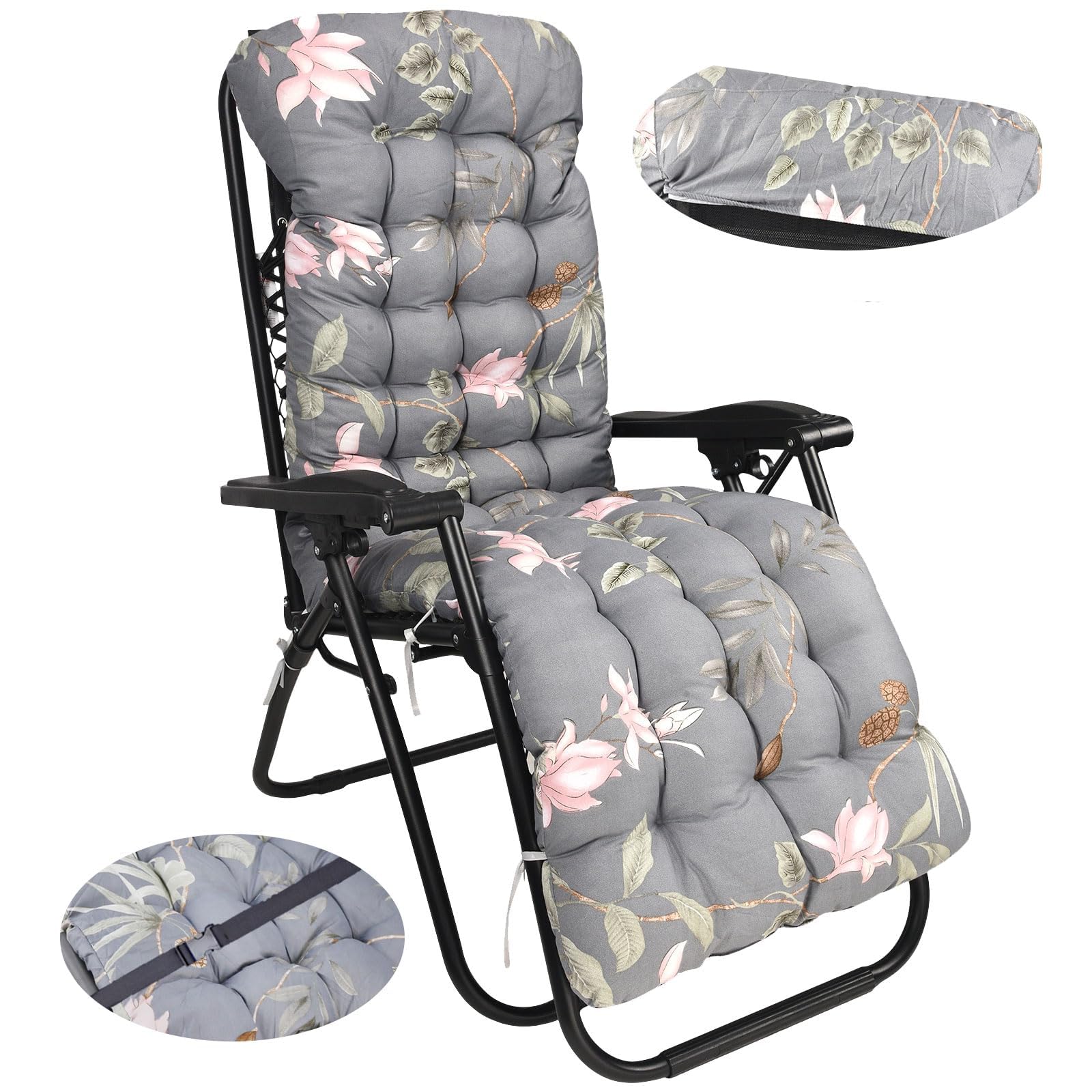 Cojín Tumbona Colchón, Colchoneta Tumbona Exterior, Cojín para Tumbona de Jardín, Antideslizante Espesar Cojín acolchado para tumbonas para Jardín, Piscina, Playa, Terraza y Balcón (170x53cm) (D)