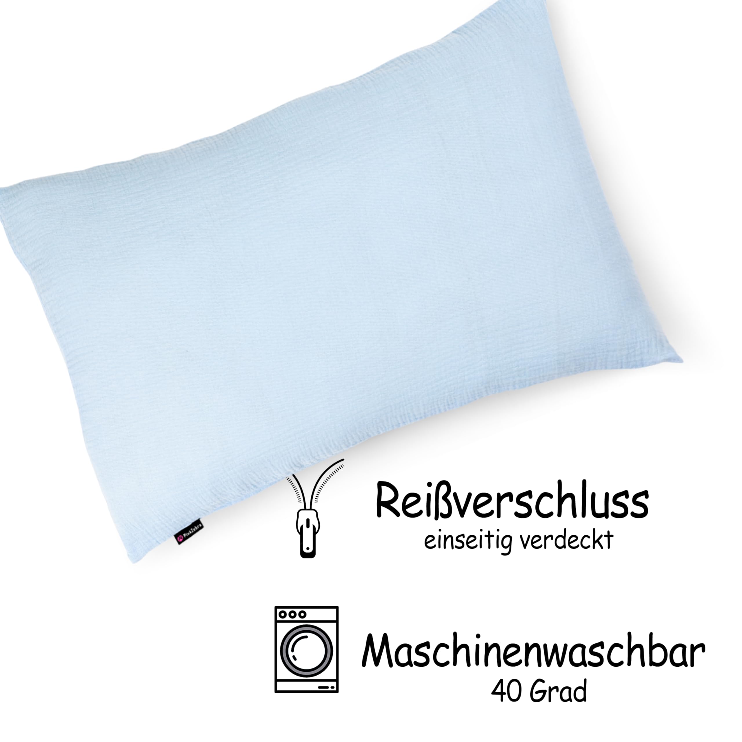 PinkZebra Bio-Musselin Kissenbezug 30x50cm - GOTS Zertifiziert Hellbeige