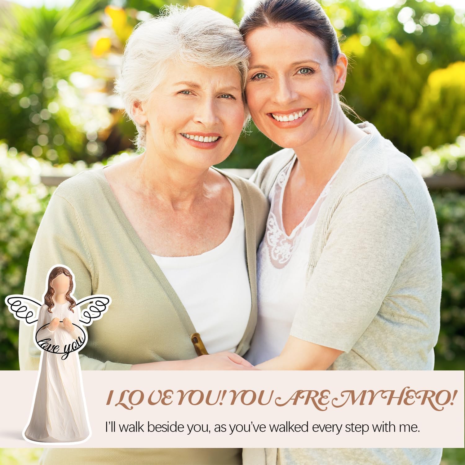 Love You Angel Figurines Gifts for Mom from Daughter Birthday Gifts for Women Mom Sister Sculpted Hand-Painted Figurine for Mother Grandma Aunt Sisters