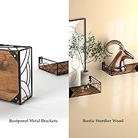 Vista 4 de MEBRUDY Juego de 2 estantes flotantes, estantes de pared rústicos con estilo rómbico para sala de estar, dormitorio, baño, cocina