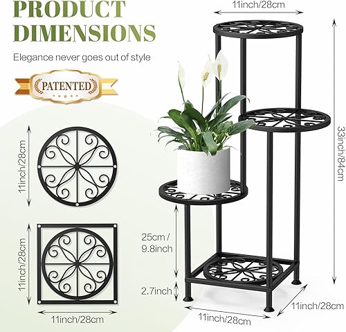 Miniatura 2 de Soporte para plantas de 4 niveles para interiores y exteriores, soporte de exhibición de metal para flores, múltiples plantas esquineras altas para