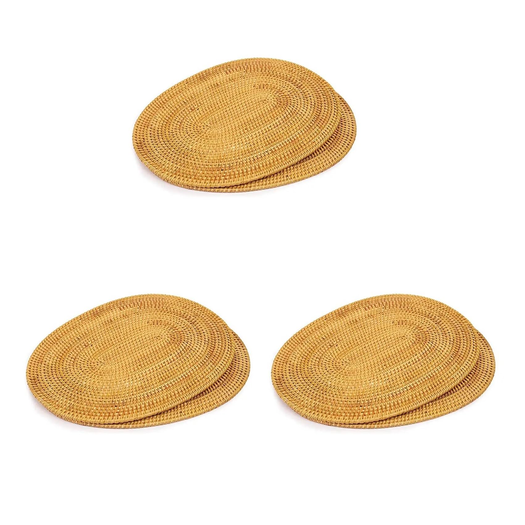 Tovaglietta Ovale Tovaglietta ovale in rattan da 6 pezzi facile da usare, rattan naturale tessuto a mano, accessori for la cerimonia del tè, adatto for sala da pranzo, cucina, ecc.