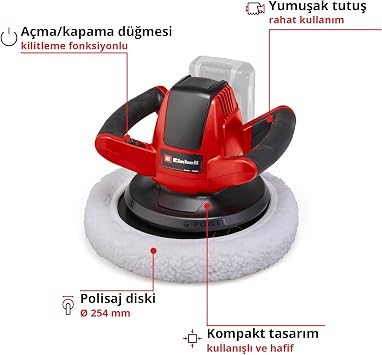 Einhell Akülü Polisaj Makinesi CE-CB 18/254 Li-Solo Power X-Change (18V, 2.500 devir/dk, açma/kapama düğmesi, aşırı yük koruması, yumuşak tutuş, akü dahil değildir) - 2093301 | PXC | 18 V | 2500 dev/dak | Açma/kapama şalteri | aşırı yük koruması | Softgrip sap | pilsiz
