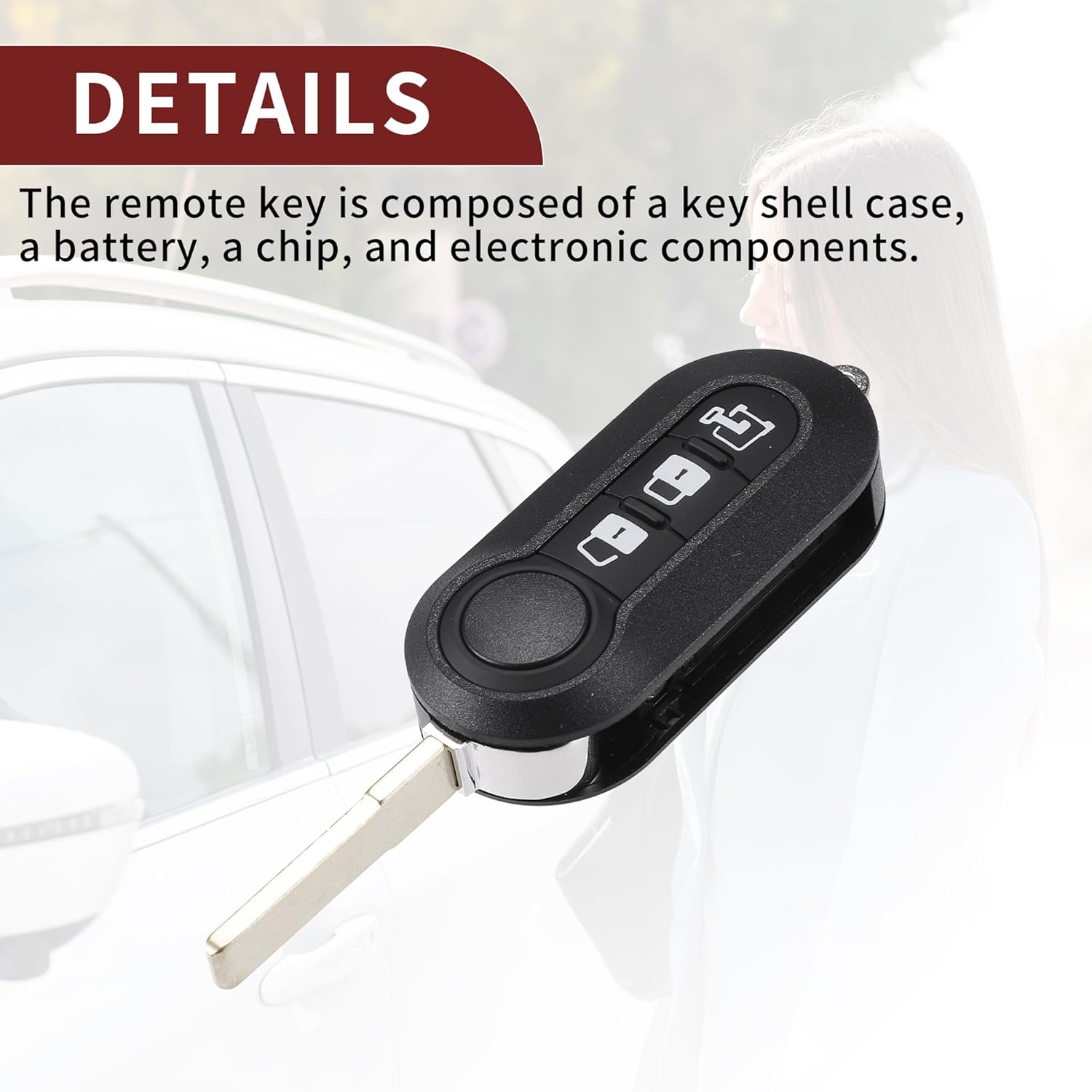 Keyless Entry Remote for Fiat 500 2012-2017 433Mhz HYQ14AHK 3 Button Reusable | Control Replacement Car Key Fob 1 Pcs for Ram ProMaster City 2015-2021 Mini Van
