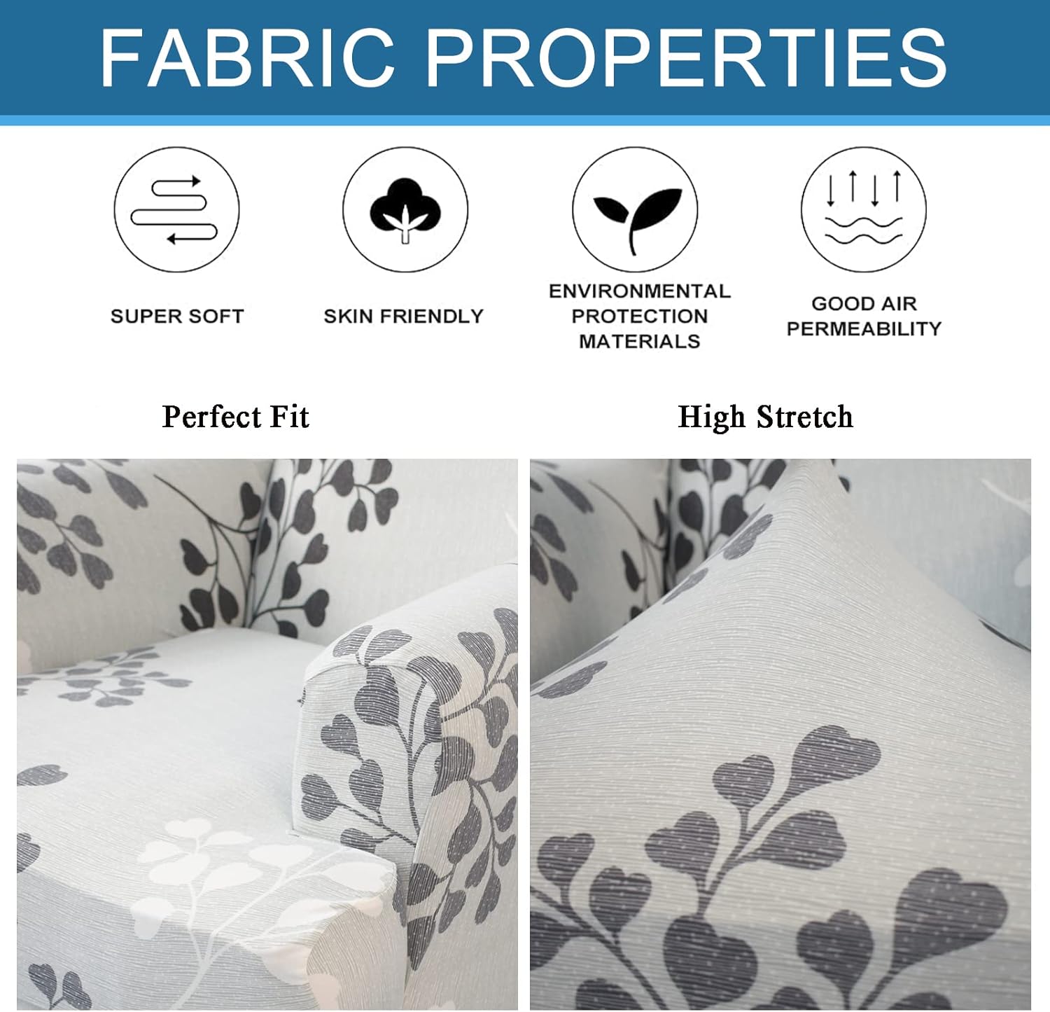 NILUOH Wing Chair Slipcovers 2 Pieces Stretch Spandex Wingback Chair Covers Sofa Slipcover Wingback Armchair Slipcovers Furniture Protector Couch Soft with Elastic Bottom