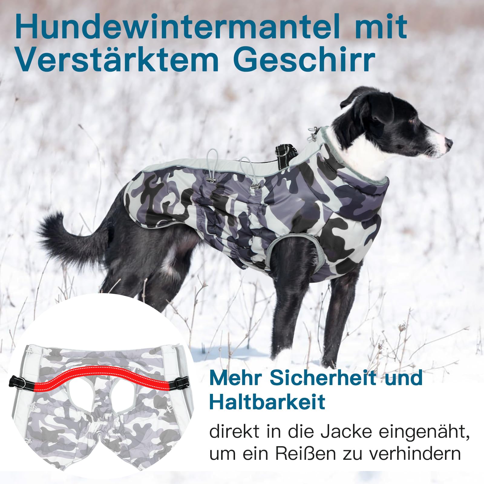 Fleece Hundemantel Grosse Hunde, Winddicht Hundejacke mit Reißverschluss Hinten und Rollkragen, Perfekt für Kalte Wintertage, Hundemantel Labrador, Dobermann, Grau, 2XL