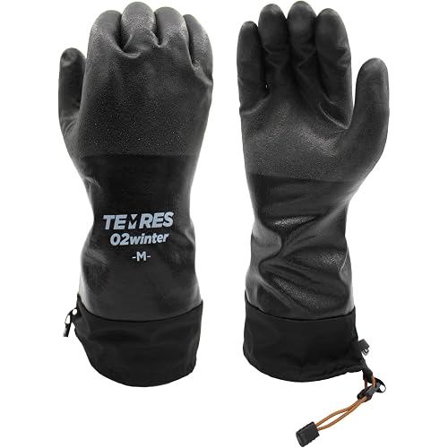 SHOWA TEMRES 282-02 Waterproof Insulated Winter Work Gloves, Breathable Polyurethane, Integrated Drawstring Gaiter Snow Cuff, Thermal Fleece for Skiing, Ice Fishing