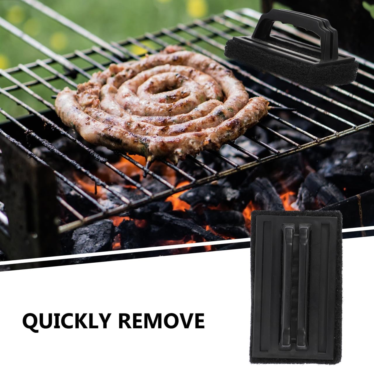 3pcs Grill Brush Scraper Heavy Duty Griddle Scrubber Scouring Pad Griddle Cleaning Brush for Charcoal Gas Grills Cast Iron Cookware Oven Grate Stovetop BBQ Cleaning