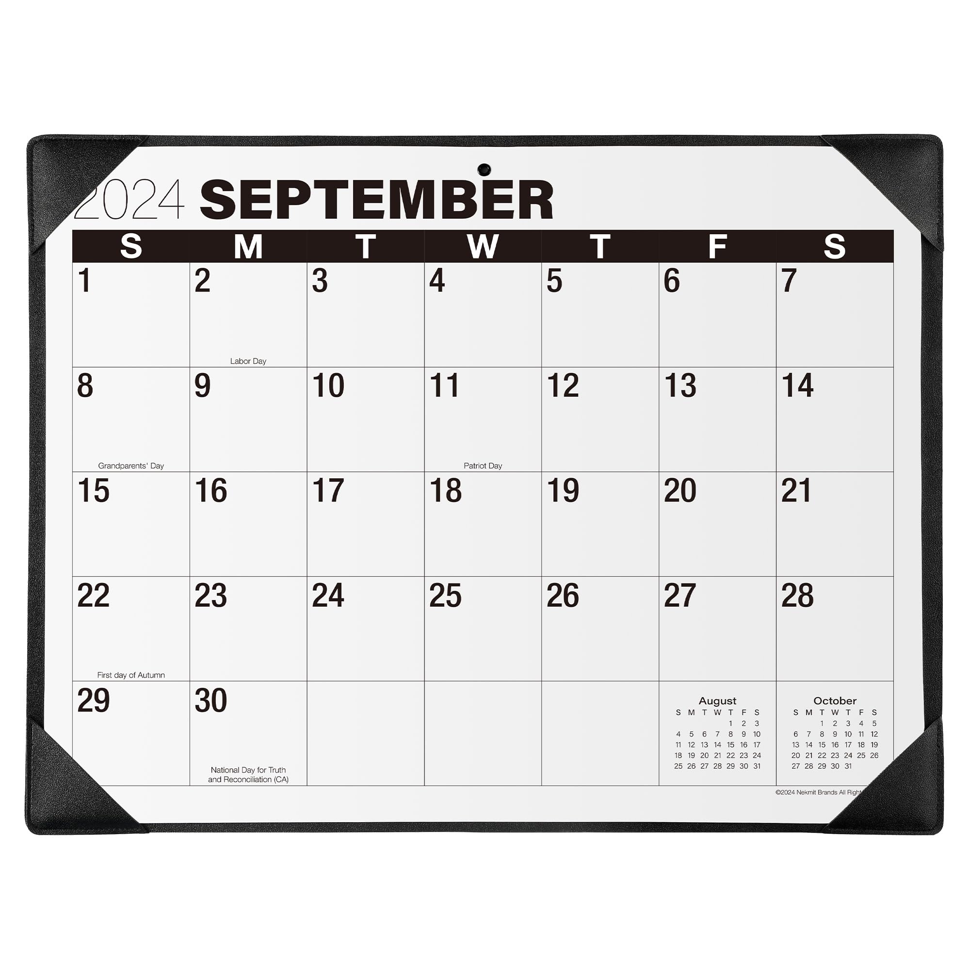 Nekmit 2025-2026 Desk Calendar, Large Print Desk Calendar with Desktop Mat, 21" x 16 1/2", Runs From Now to June 2026, for Home and Office, Black