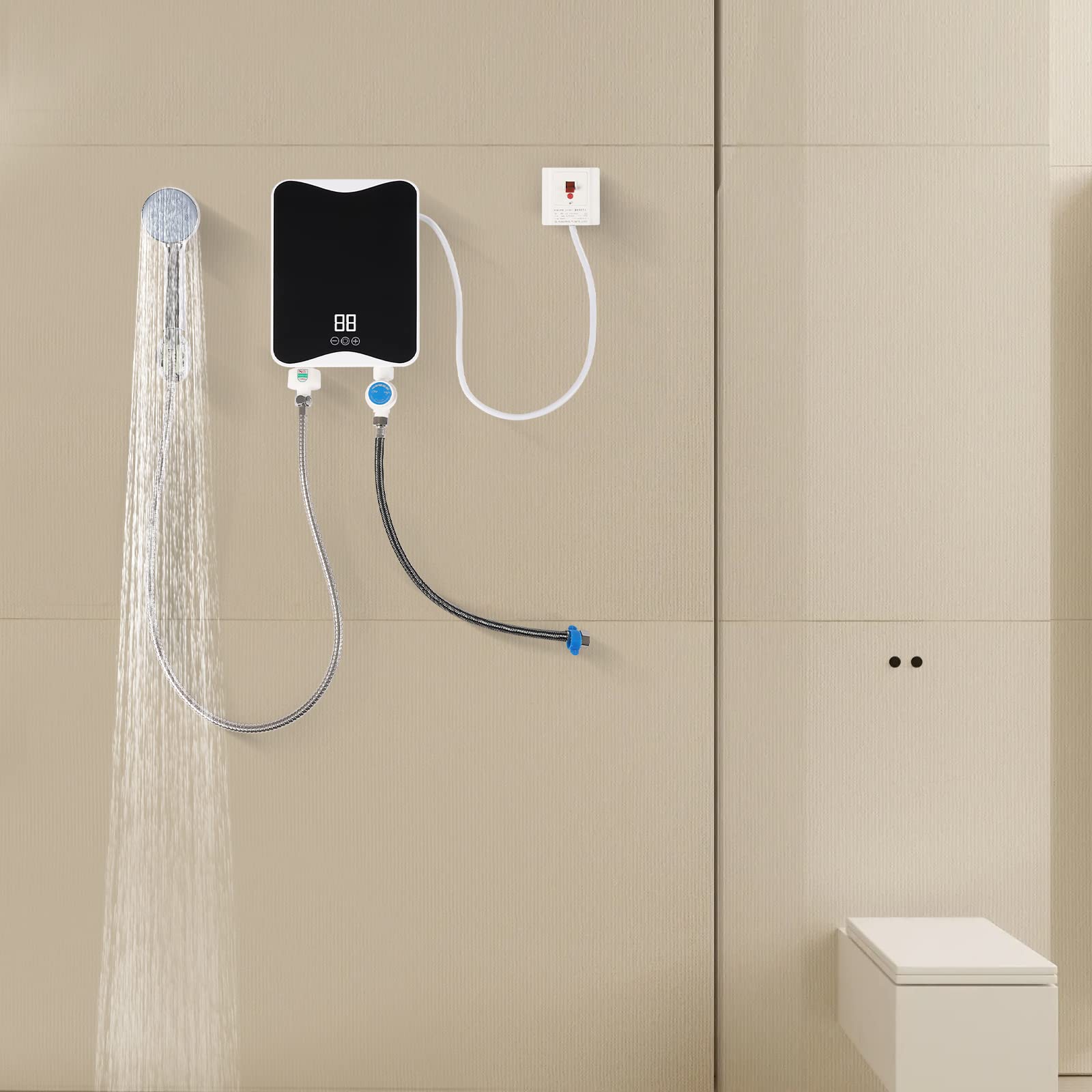 Elektrische doorstroomboiler, 5500 W, 220 V, elektrische boiler, mini