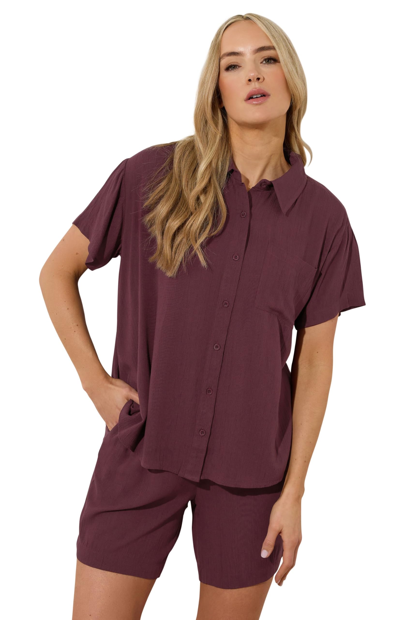 Long Tall Sally Women's Purple - Lts Tall Dark Cotton Crinkle Shirt