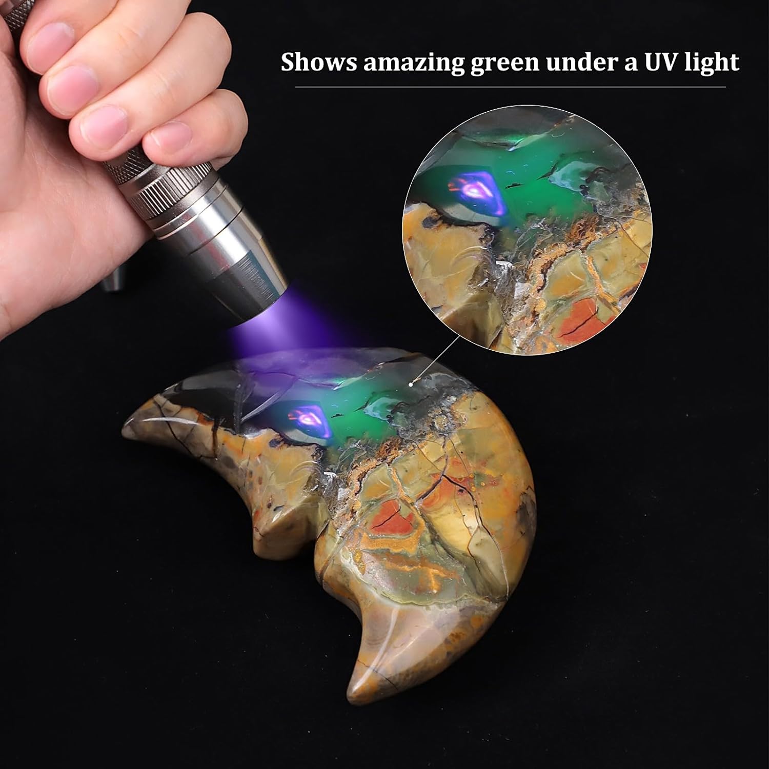 TUMBEELLUWA Moon Shaped Crystal Carving Crescent Moon Face Agate Stone Decor for Shelves Desk, Natural Crystals and Healing Stones for Collectibles, 458-683 g