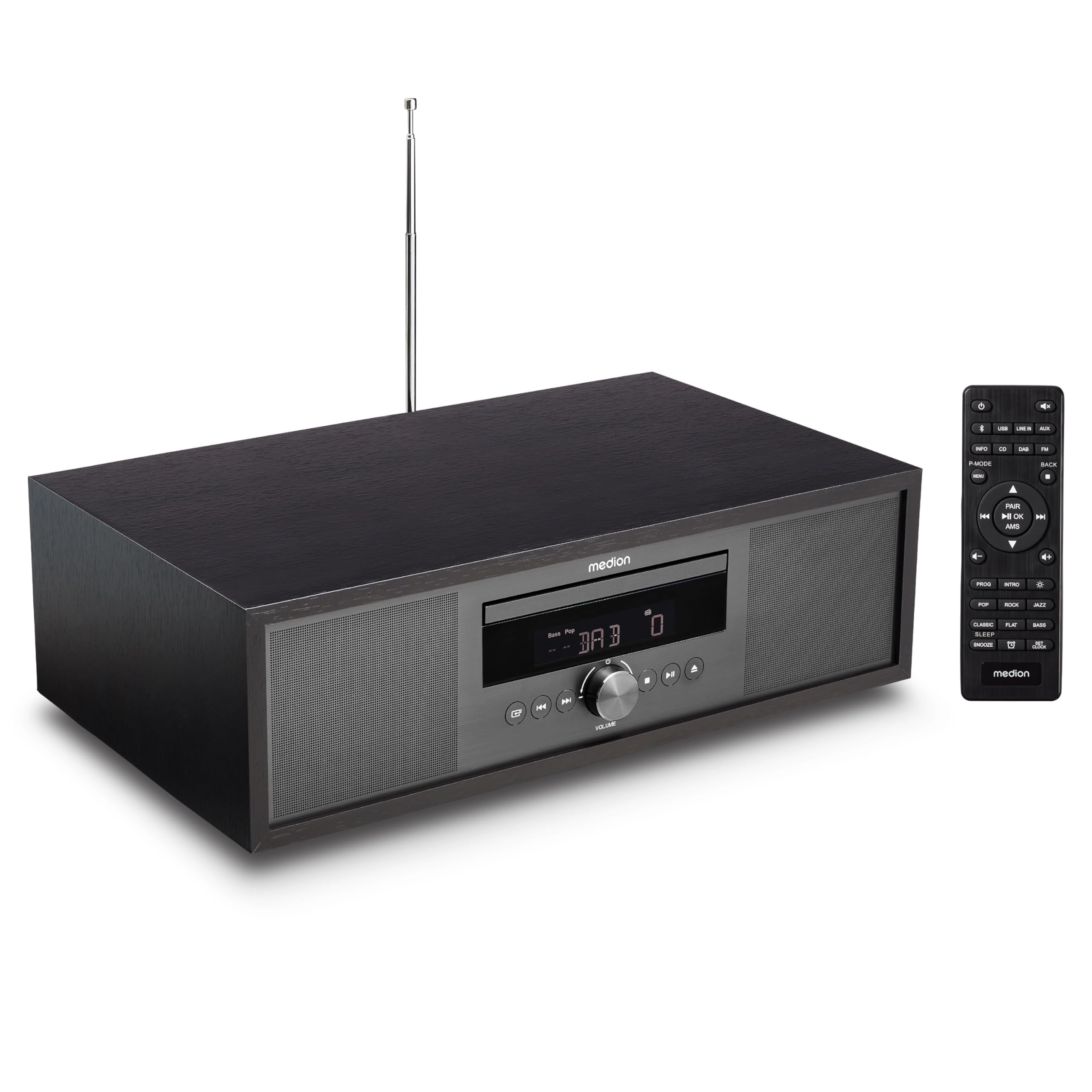 MEDION P64145 Sistema de Audio Todo en uno (Dab+, CD, MP3, Radio FM PLL, USB, Sistema Compacto, diseño Elegante, función de Alarma, Temporizador para Dormir) Antracita