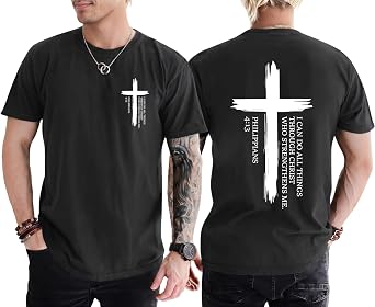 Eatbook Christian Shirts for Men Vintage Jesus Cross Religious Graphic Tee