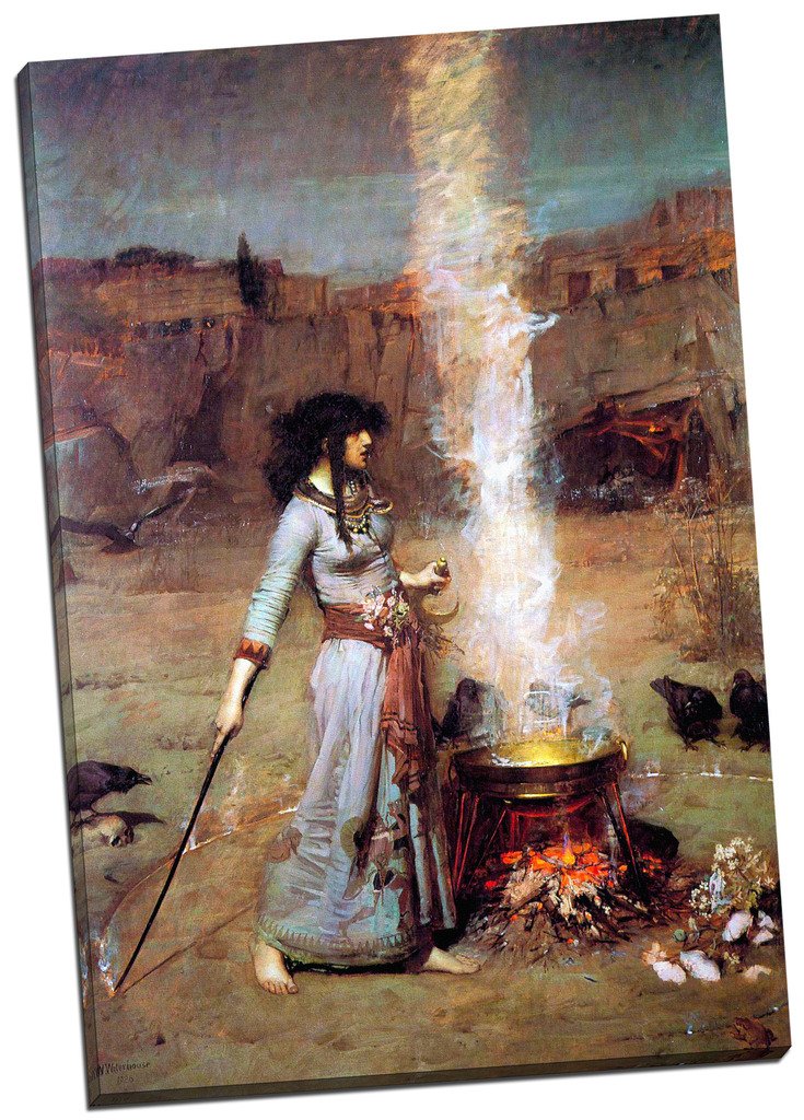 Panther Print Blue John William Waterhouse Magic Circle No.1 Canvas Print Picture Wall Art Large 30X20 Inches