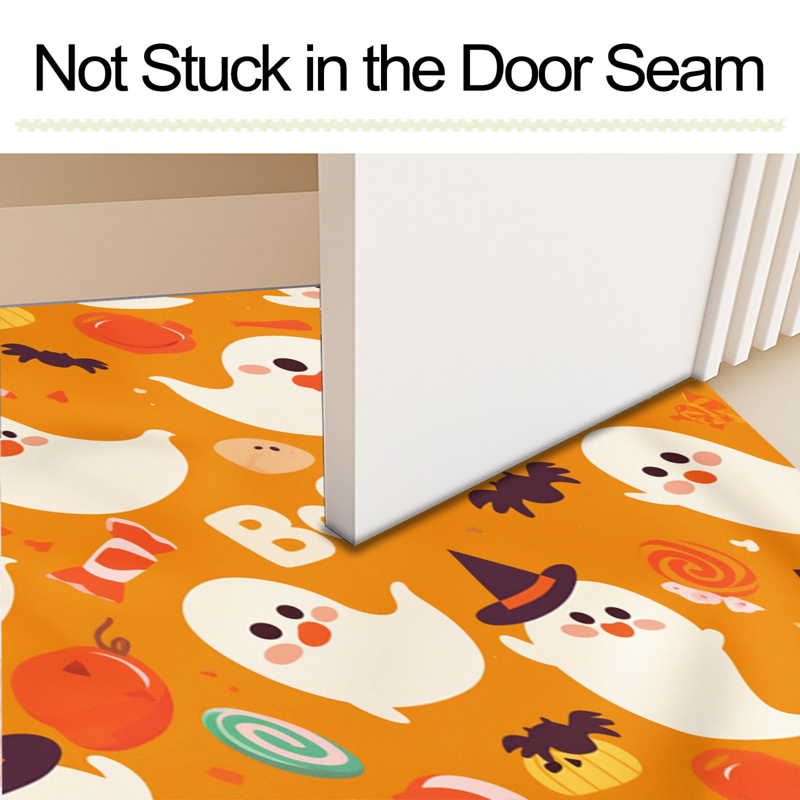 Felpudo de Celebración De Halloween, Tapete Decorativo Festivo, 80x120cm | Tapetes de Bienvenida Fantasma Juguetón Antideslizante, Alfombra Suelo Estacional para decoración Interior y Exterior