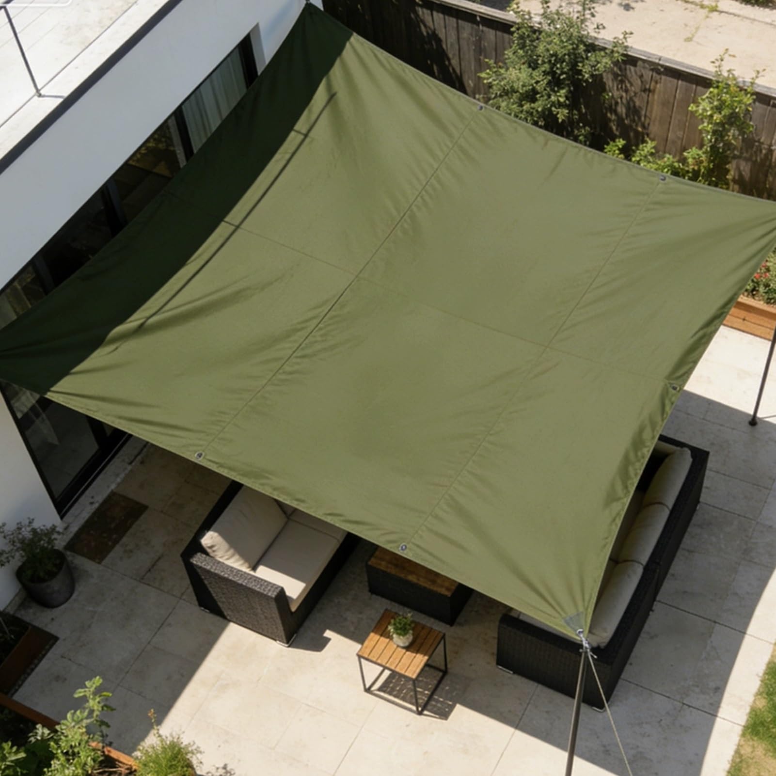 Heavy Duty Waterproof Canvas Tarp Green, Tarpaulin with Grommets for Roof, Truck, Firewood Storage and Camping Use – 2x2m 3x4m 4x4m 5x6m 6x8m(1.5x3m(4.9ftx9.8ft))