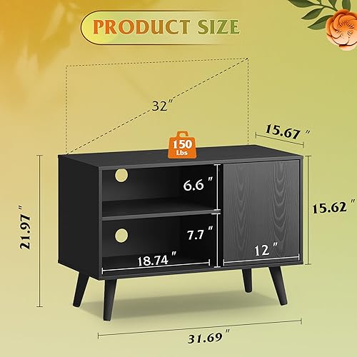 Miniatura 3 de WLIVE Soporte de TV para televisores de 40 pulgadas, pequeño centro de entretenimiento con armario de almacenamiento, soportes de TV modernos de