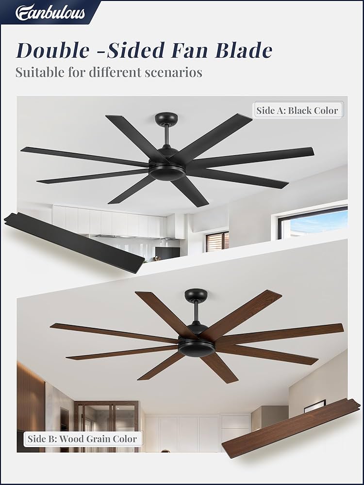 not fox② Amazon.com: 72 Inch Ceiling Fan no Light, Black Ceiling Fan