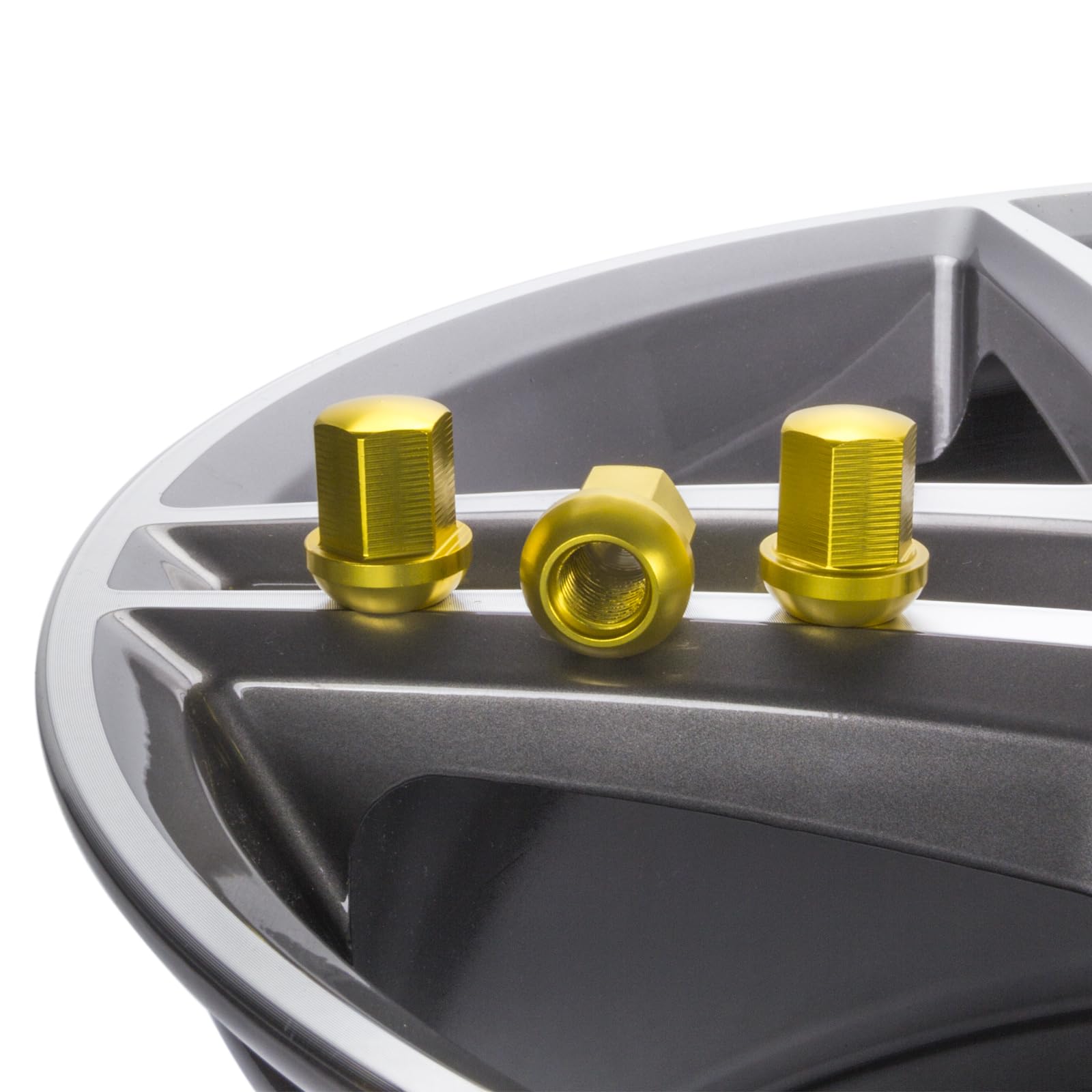 HASKYY 20 Nakrętki kół Kołnierz kulowy M14 x 1.5 x 31mm Wybór kolorów Aluminium Anodowane Kula R14 SW19 I Kompatybilne z Porsche (Złoto)