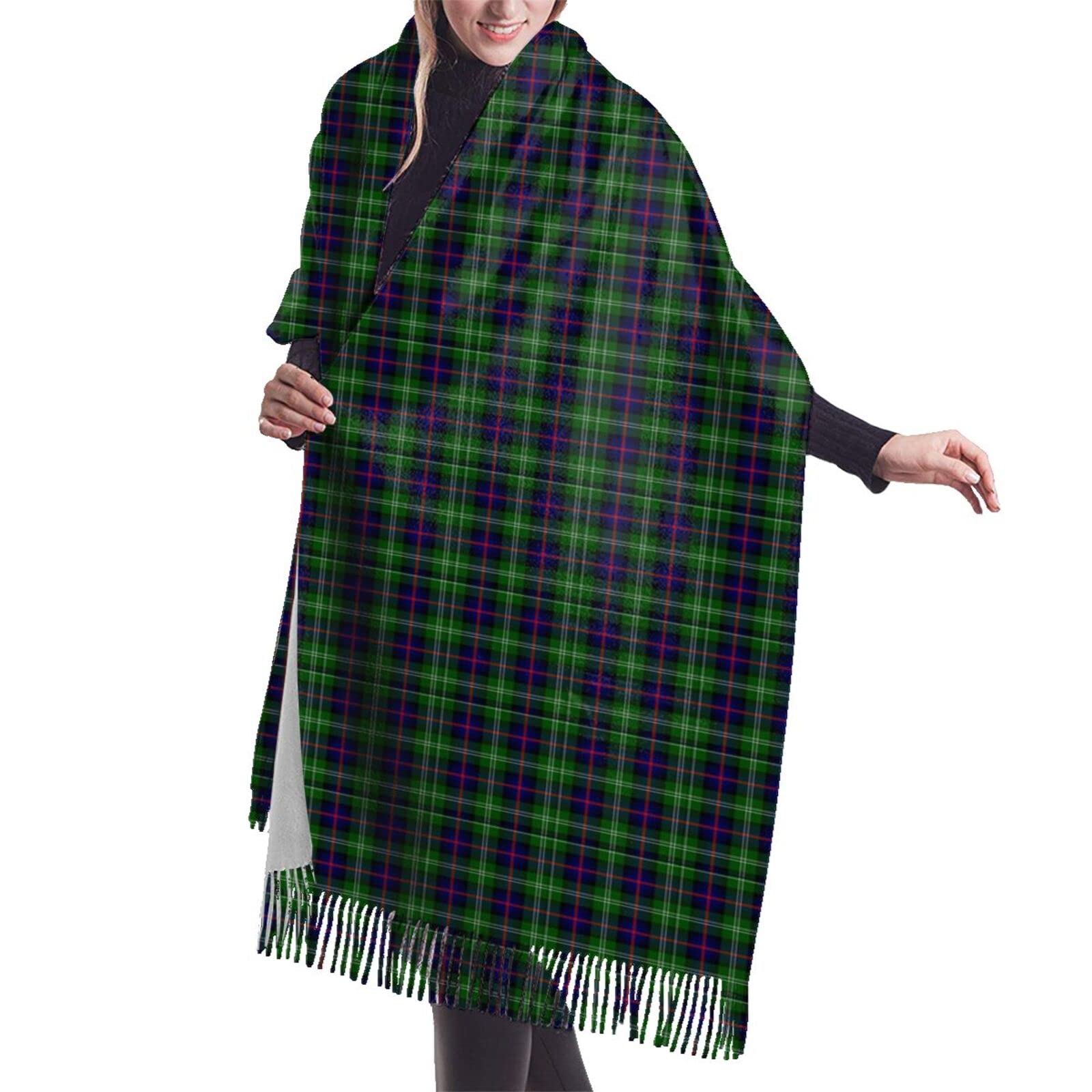 GQWJKSZ Clan Sutherland Tartan 6 Women'S Long & Wide Ettrick District Tartan Cashmere Feel Shawl Wrap Winter Warm Scarf 77x27inch