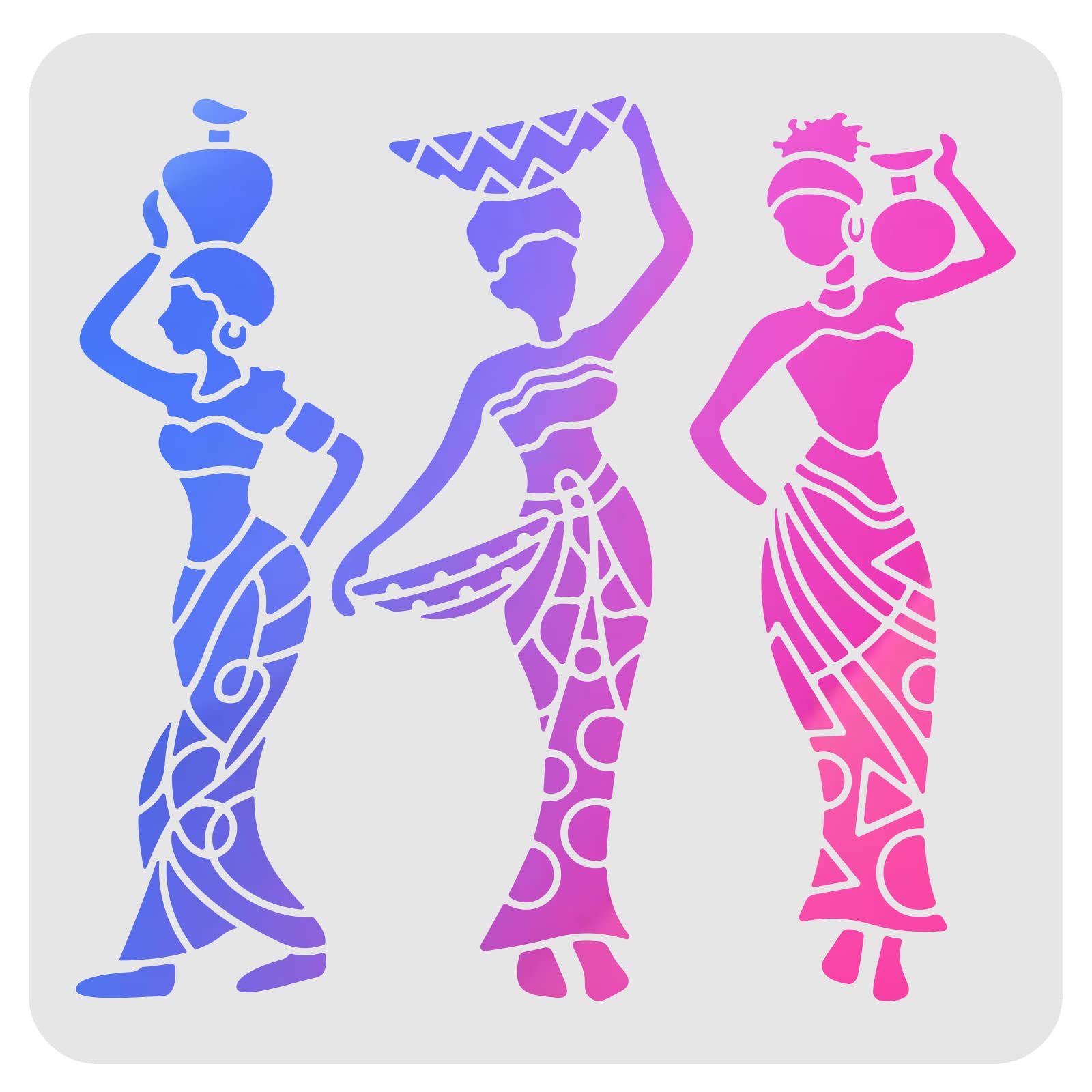 FINGERINSPIRE African Tribe Drawing Painting Stencils Template 30x30cm Plastic Stencils Decoration Square Reusable Stencils for Painting on Wood, Floor, Wall and Tile