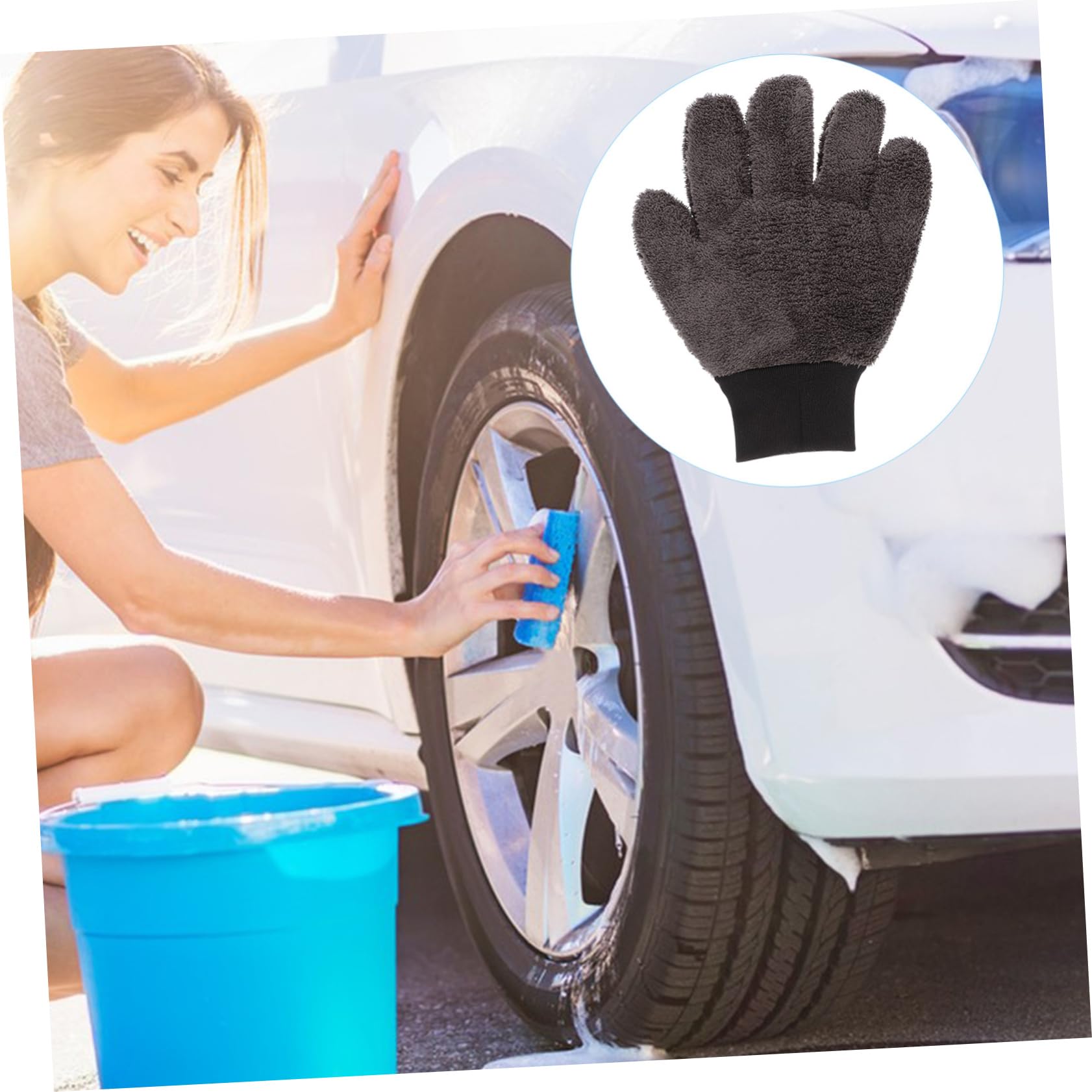ULTECHNOVO 3pezzi Guanto Per Lavaggio Auto Microfibra Super Morbida Guanto Antiscratch Per Pulizia Esterni Veicoli e Superfici Domestiche Design Spesso e Resistente Facile Da Usare