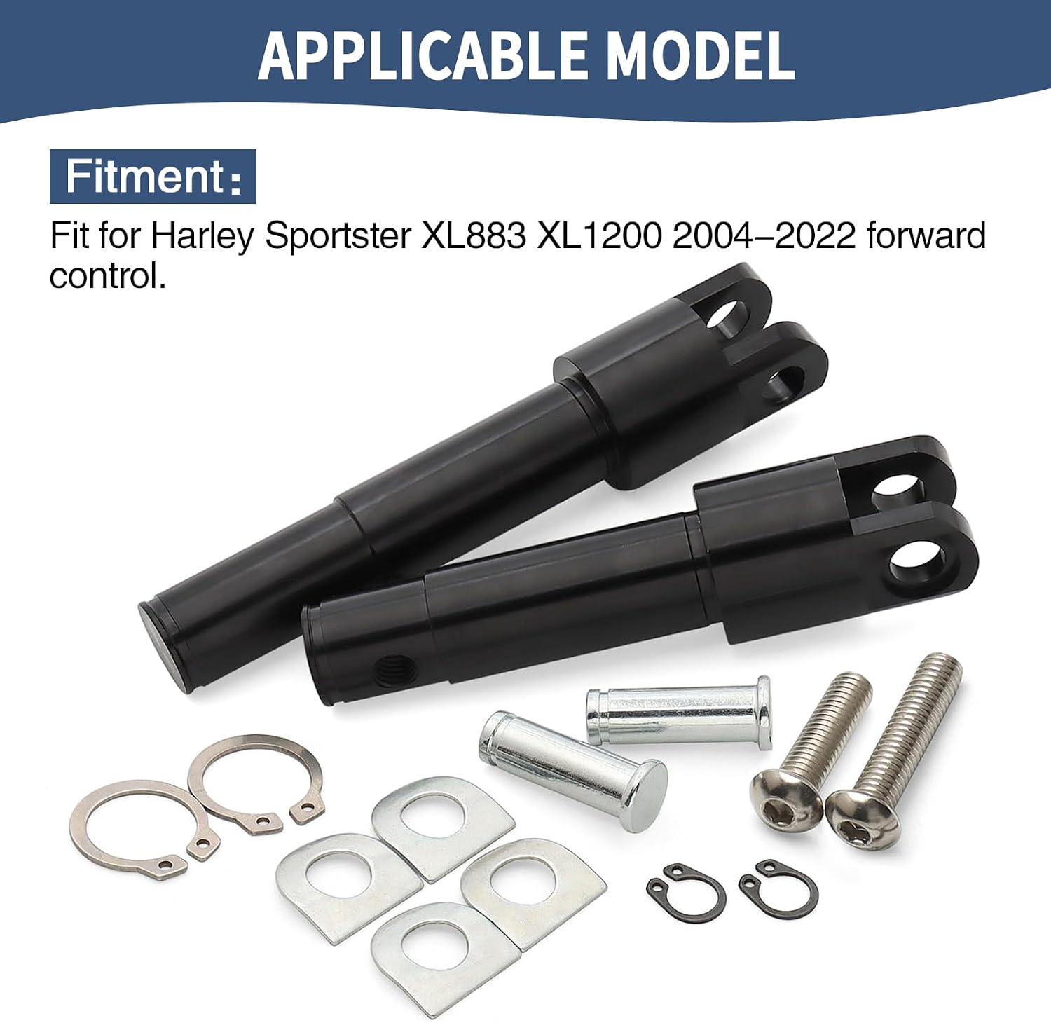 Forward Control Foot Peg Mounts Clamps Supports Clevis Kit Fit For Harley 2004-2022 Sportster Iron 883 1200 Forty Eight Seventy Two XL883 XL1200 (Black)