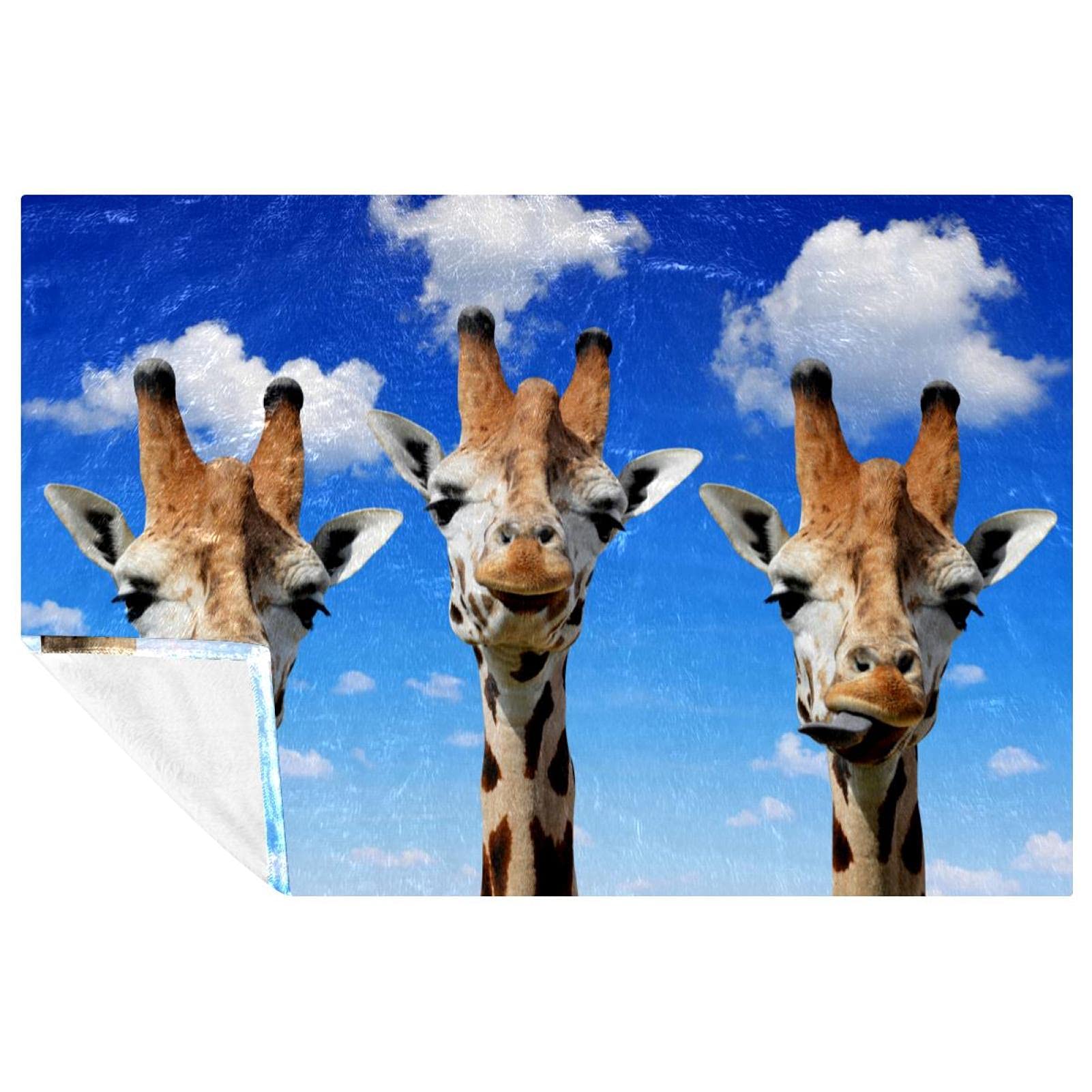 Couverture douce et chaude imprimé girafes lit canapé pique-nique