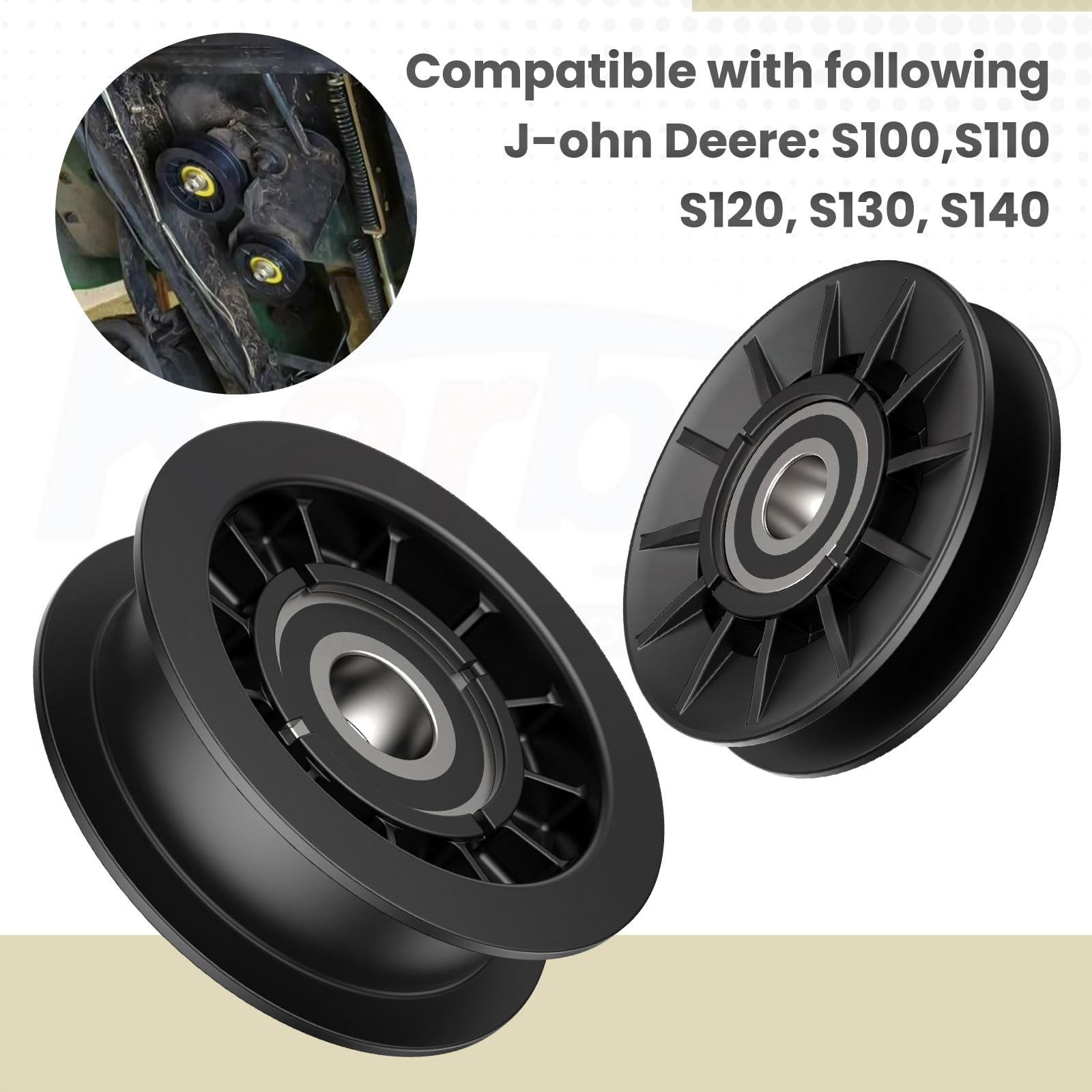 GX20286 GX20287 - Kit de polea plana y polea plana para J-OHN Deere Cortacésped Decks LA100 LA105 LA110 LA115 LA120, reemplaza a 1760097, 690409, 690409MA.
