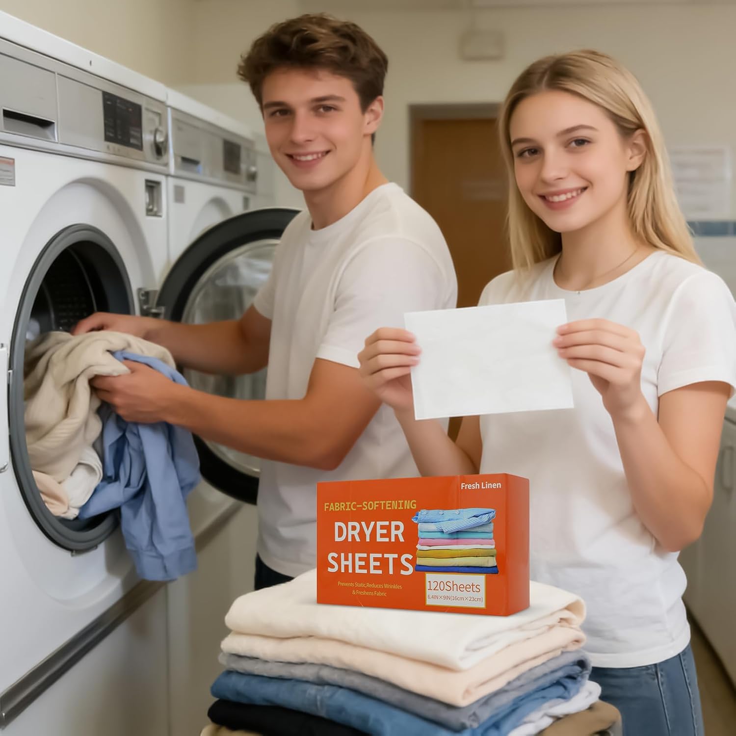 Laundry Dryer Sheets 120 Pieces Scented Clothes Washing Sheets | Long-Lasting Fabric Softener for Laundry Apartment Dormitory Bathroom Dryer Household Washer